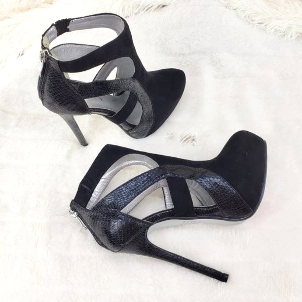 ☆ Luichiny Black Cut Out High Heel Ankle Boots - Picture 3 of 7